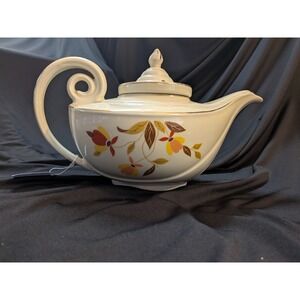 Vintage Hall China Autumn Leaf Aladdin Teapot Jewel Tea 3 Pc Set Lid Infuser
